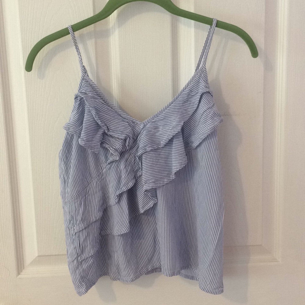 American Eagle ruffled seersucker tank top